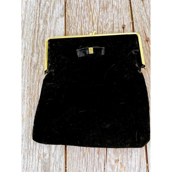 Art Deco Black Velvet Clutch Purse 1930s - Picture 2 of 7